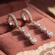 14K Gold Triple Pear Drop Earrings| Dainty Diamond Dangle Hoops| Bridal Earrings| Crystal Huggie Hoops| Bridesmaids Gift |Sta