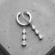 14K Gold Triple Pear Drop Earrings| Dainty Diamond Dangle Hoops| Bridal Earrings| Crystal Huggie Hoops| Bridesmaids Gift |Sta