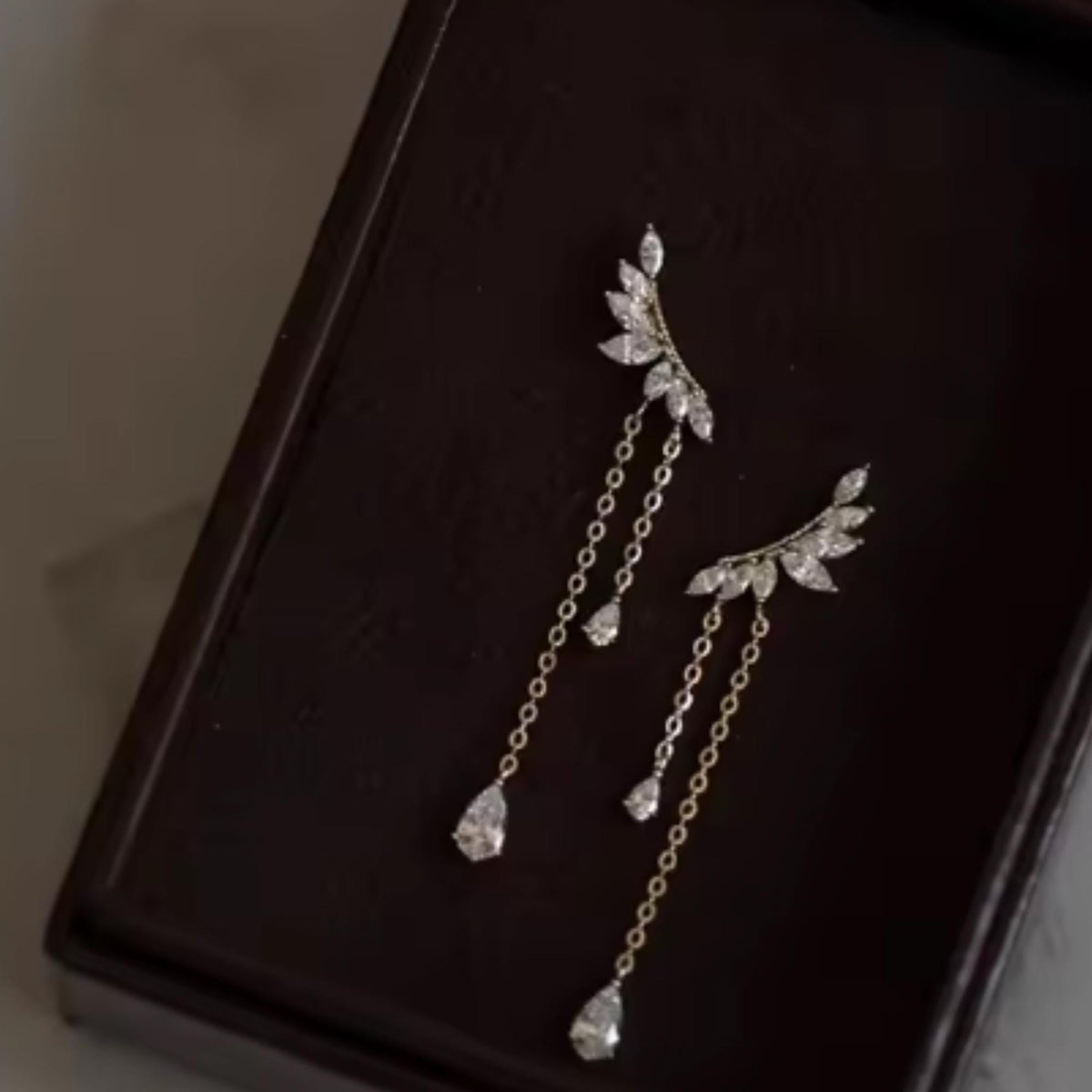 Ear climber, Dainty CZ Diamond Tassel, Sterling Silver Drop, Wedding & Bridesmaid Gift