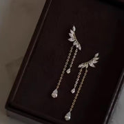 Ear climber, Dainty CZ Diamond Tassel, Sterling Silver Drop, Wedding & Bridesmaid Gift