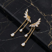 Ear climber, Dainty CZ Diamond Tassel, Sterling Silver Drop, Wedding & Bridesmaid Gift