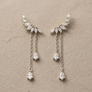 Ear climber, Dainty CZ Diamond Tassel, Sterling Silver Drop, Wedding & Bridesmaid Gift