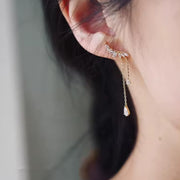 Ear climber, Dainty CZ Diamond Tassel, Sterling Silver Drop, Wedding & Bridesmaid Gift