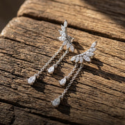 Ear climber, Dainty CZ Diamond Tassel, Sterling Silver Drop, Wedding & Bridesmaid Gift