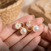 Minimalist Gold Pearl Jewelry, Freshwater Pearl Clip on Earrings, Non Pierced Bridal Earrings, Aesthetic Pearl Drops, Classic