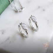 14K Gold Marquise Huggie Hoop Earrings • 925 Sterling Silver Dainty Zircon Hoops • Minimalist Cartilage Helix Piercing Jewelr