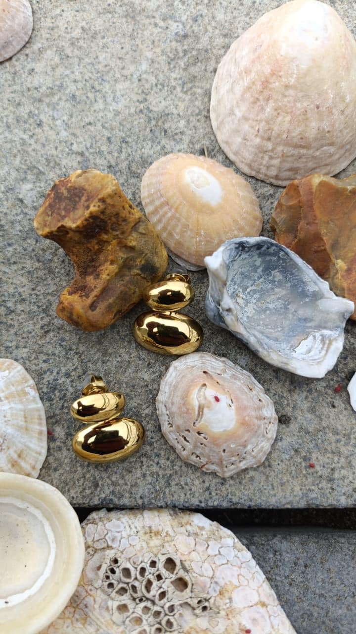 Double Dome Earrings • Chunky Statement Studs • Modern Minimalist • Waterproof • Gift For Her