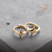 Dainty Star Earrings, Minimalist Huggie Hoops, Sterling Silver Celestial Jewelry, 4 Point Star Studs, Gift For Her