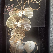 18K Gold Plated Layered Flower Petal Earrings  Large Statement Drop Necklace, Stainless Steel Dangle Earrings |Boho Wedding J