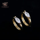 14K Gold Marquise Huggie Hoop Earrings • 925 Sterling Silver Dainty Zircon Hoops • Minimalist Cartilage Helix Piercing Jewelr