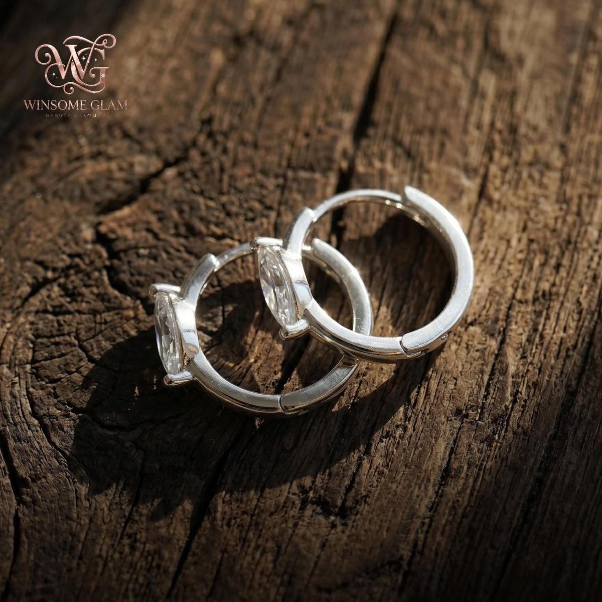 14K Gold Marquise Huggie Hoop Earrings • 925 Sterling Silver Dainty Zircon Hoops • Minimalist Cartilage Helix Piercing Jewelr