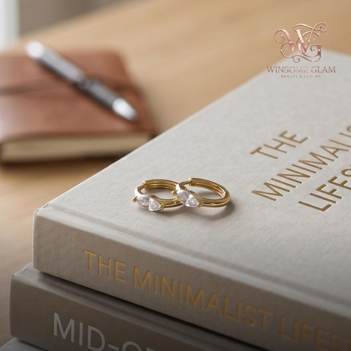 14K Gold Marquise Huggie Hoop Earrings • 925 Sterling Silver Dainty Zircon Hoops • Minimalist Cartilage Helix Piercing Jewelr
