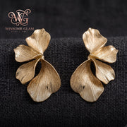 Gold Leaf Statement Earrings | Lightweight Ginkgo Dangle | Textured Botanical Jewelry Gift