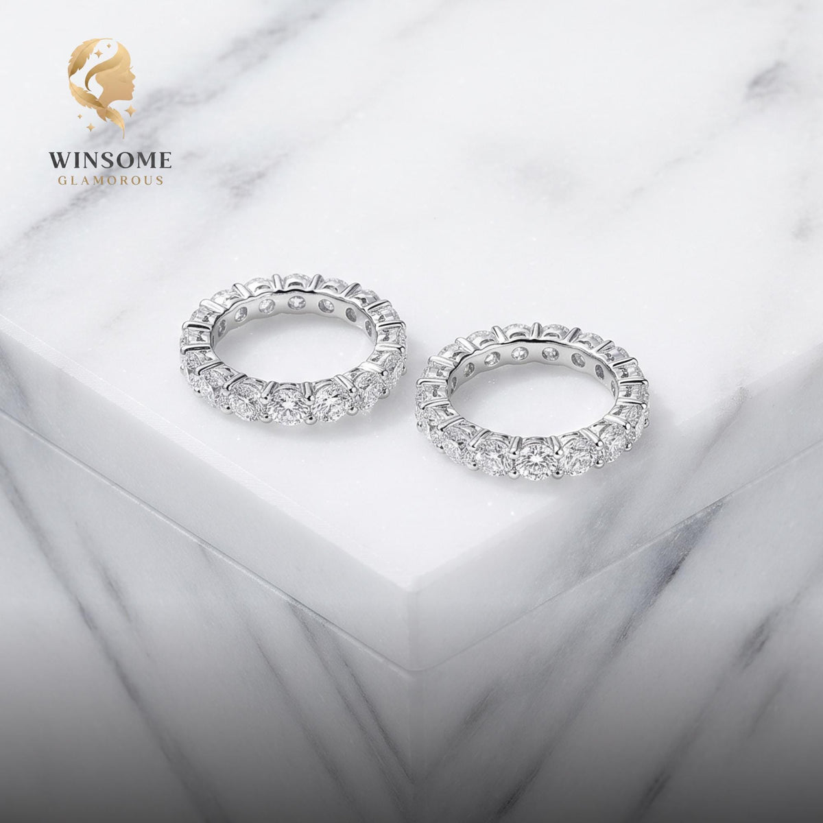 Luxury Moissanite Eternity Ring, 925 Sterling Silver Wedding Band, 2-5mm Stackable Engagement Jewelry, D Color VVS1 Sparkle, 