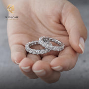 Luxury Moissanite Eternity Ring, 925 Sterling Silver Wedding Band, 2-5mm Stackable Engagement Jewelry, D Color VVS1 Sparkle, 