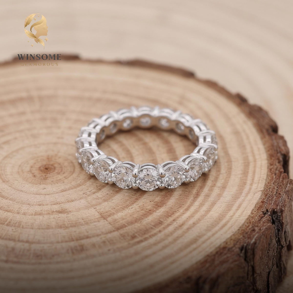 Luxury Moissanite Eternity Ring, 925 Sterling Silver Wedding Band, 2-5mm Stackable Engagement Jewelry, D Color VVS1 Sparkle, 