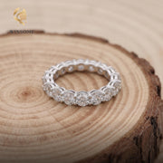 Luxury Moissanite Eternity Ring, 925 Sterling Silver Wedding Band, 2-5mm Stackable Engagement Jewelry, D Color VVS1 Sparkle, 