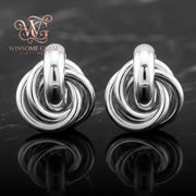 18K Gold Plated Knot Stud Earrings, Chunky Interlocking Twist Studs, Tarnish Free Bold Statement Jewelry, Everyday Love Knot 