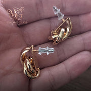 18K Gold Plated Knot Stud Earrings, Chunky Interlocking Twist Studs, Tarnish Free Bold Statement Jewelry, Everyday Love Knot 