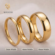 Premium 14k Gold Plated Smooth Dome Ring – Tarnish-Free Comfort-Fit Stacking Band, Minimalist Everyday Luxury Jewelry for Cou