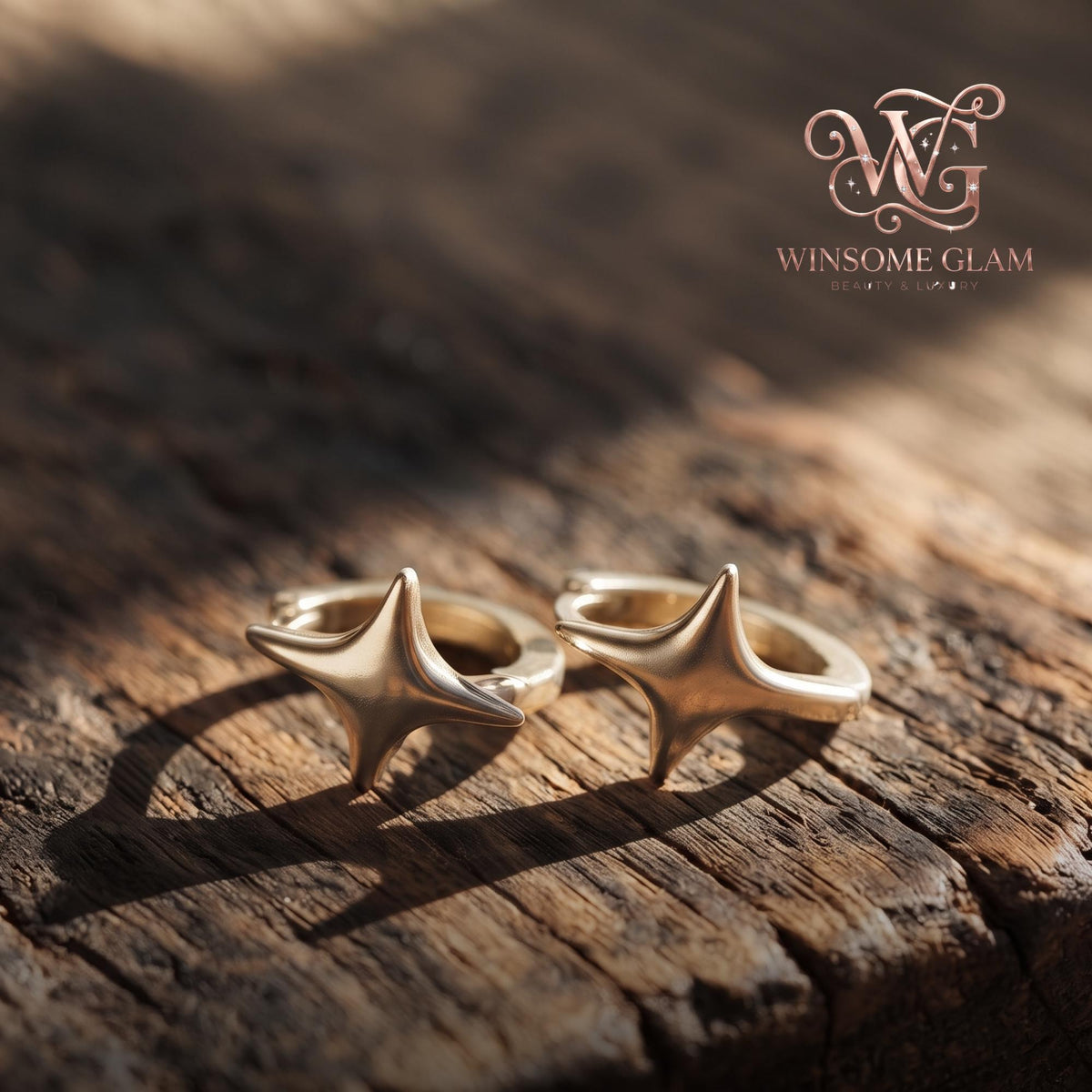 Dainty Star Earrings, Minimalist Huggie Hoops, Sterling Silver Celestial Jewelry, 4 Point Star Studs, Gift For Her