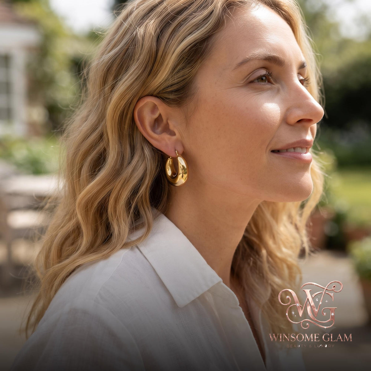 Teardrop Hoop Earrings - Chunky Gold Statement Hoops, Bold Minimalist Everyday Jewelry, Perfect Modern Gift for Her