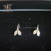 Gold Leaf Ear Climbers, Minimalist Open Hoop Earrings, Dainty Botanical Drop Earrings, Tiny Leaf Huggie Hoops, Everyday Ear W
