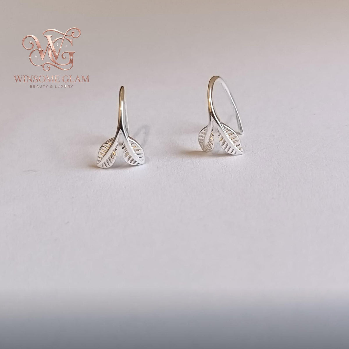 Gold Leaf Ear Climbers, Minimalist Open Hoop Earrings, Dainty Botanical Drop Earrings, Tiny Leaf Huggie Hoops, Everyday Ear W