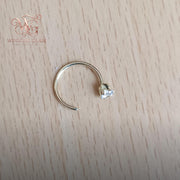 Tiny Hoop Earring with Cubic Zirconia • Gold & Silver • Huggie Open Stud • Minimalist Dainty Everyday Jewelry | C hoop earrin