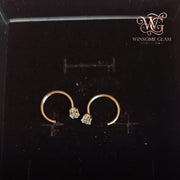 Tiny Hoop Earring with Cubic Zirconia • Gold & Silver • Huggie Open Stud • Minimalist Dainty Everyday Jewelry | C hoop earrin