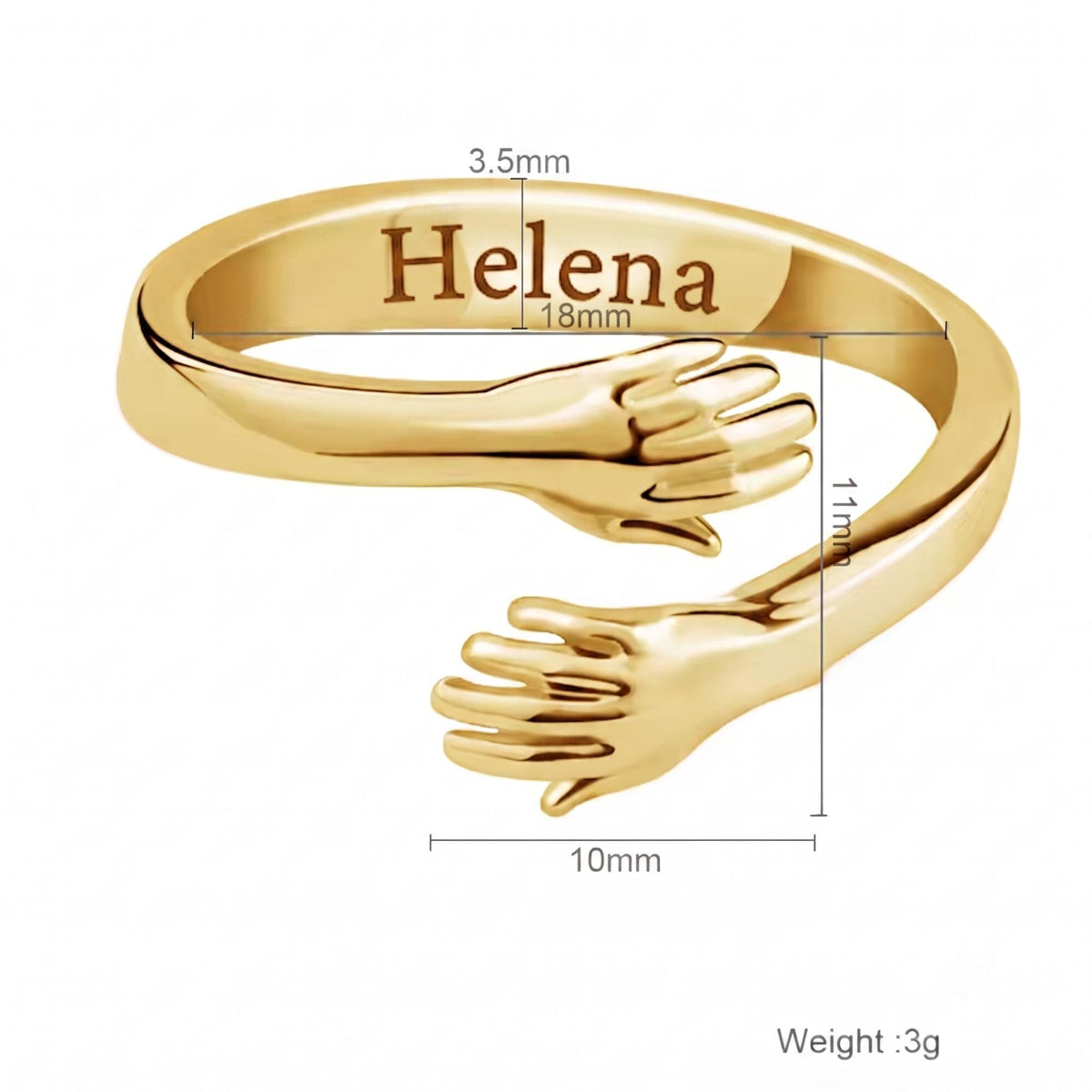 ALWAYS WITH YOU" Hug Ring, 925 Sterling Silver Hugging Hands Ring, Meaningful Heartfelt Gift for Her, Wife, Daughter, Mom, Lo