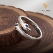 ALWAYS WITH YOU" Hug Ring, 925 Sterling Silver Hugging Hands Ring, Meaningful Heartfelt Gift for Her, Wife, Daughter, Mom, Lo