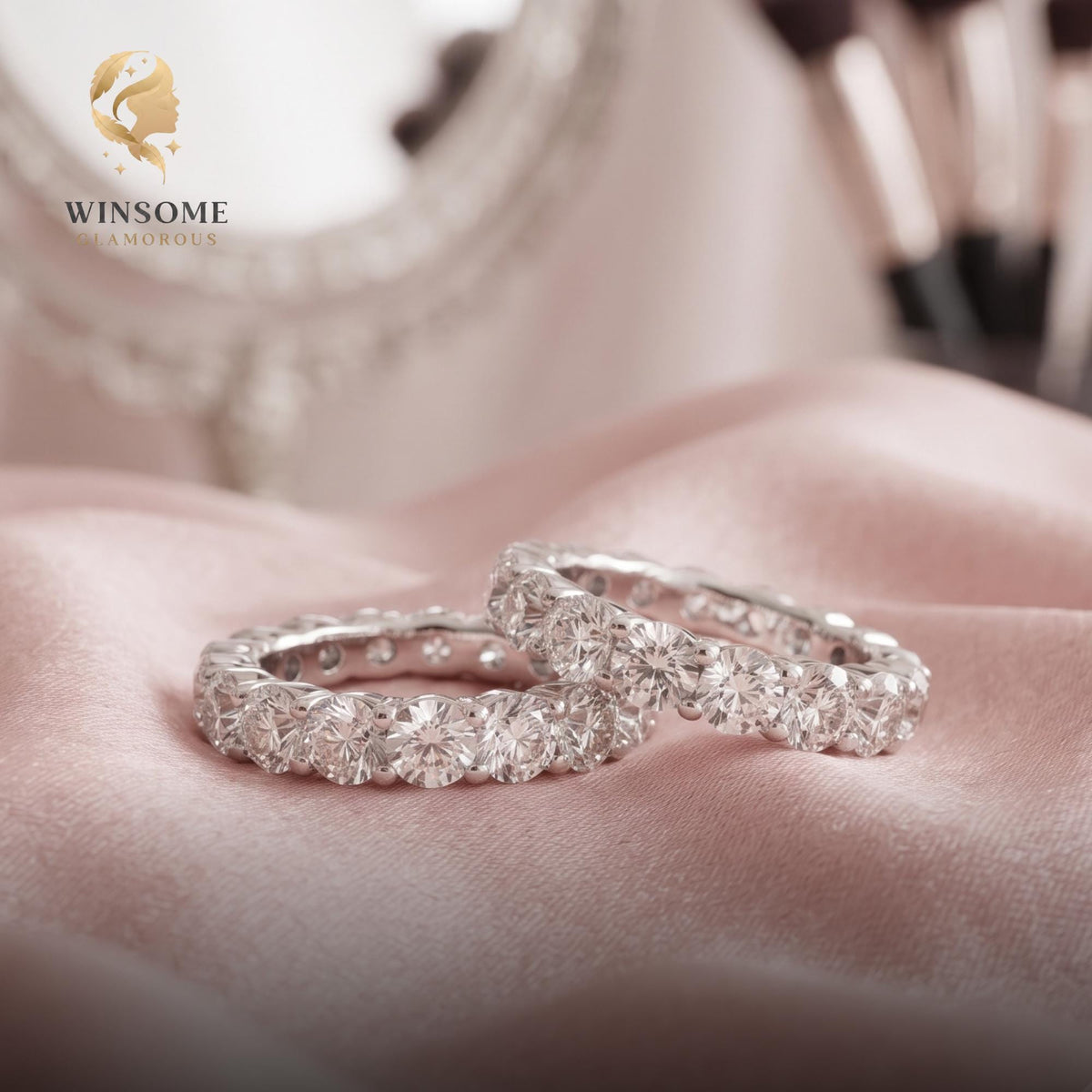 Luxury Moissanite Eternity Ring, 925 Sterling Silver Wedding Band, 2-5mm Stackable Engagement Jewelry, D Color VVS1 Sparkle, 