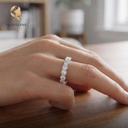 Luxury Moissanite Eternity Ring, 925 Sterling Silver Wedding Band, 2-5mm Stackable Engagement Jewelry, D Color VVS1 Sparkle, 