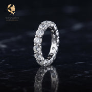 Luxury Moissanite Eternity Ring, 925 Sterling Silver Wedding Band, 2-5mm Stackable Engagement Jewelry, D Color VVS1 Sparkle, 