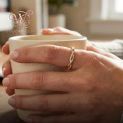 14k Gold Plated Braided Moissanite Ring | Dainty Interlocking Eternity Band | Elegant Stacking Jewelry & Bridal Gift for Wome