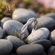 14k Gold Plated Braided Moissanite Ring | Dainty Interlocking Eternity Band | Elegant Stacking Jewelry & Bridal Gift for Wome