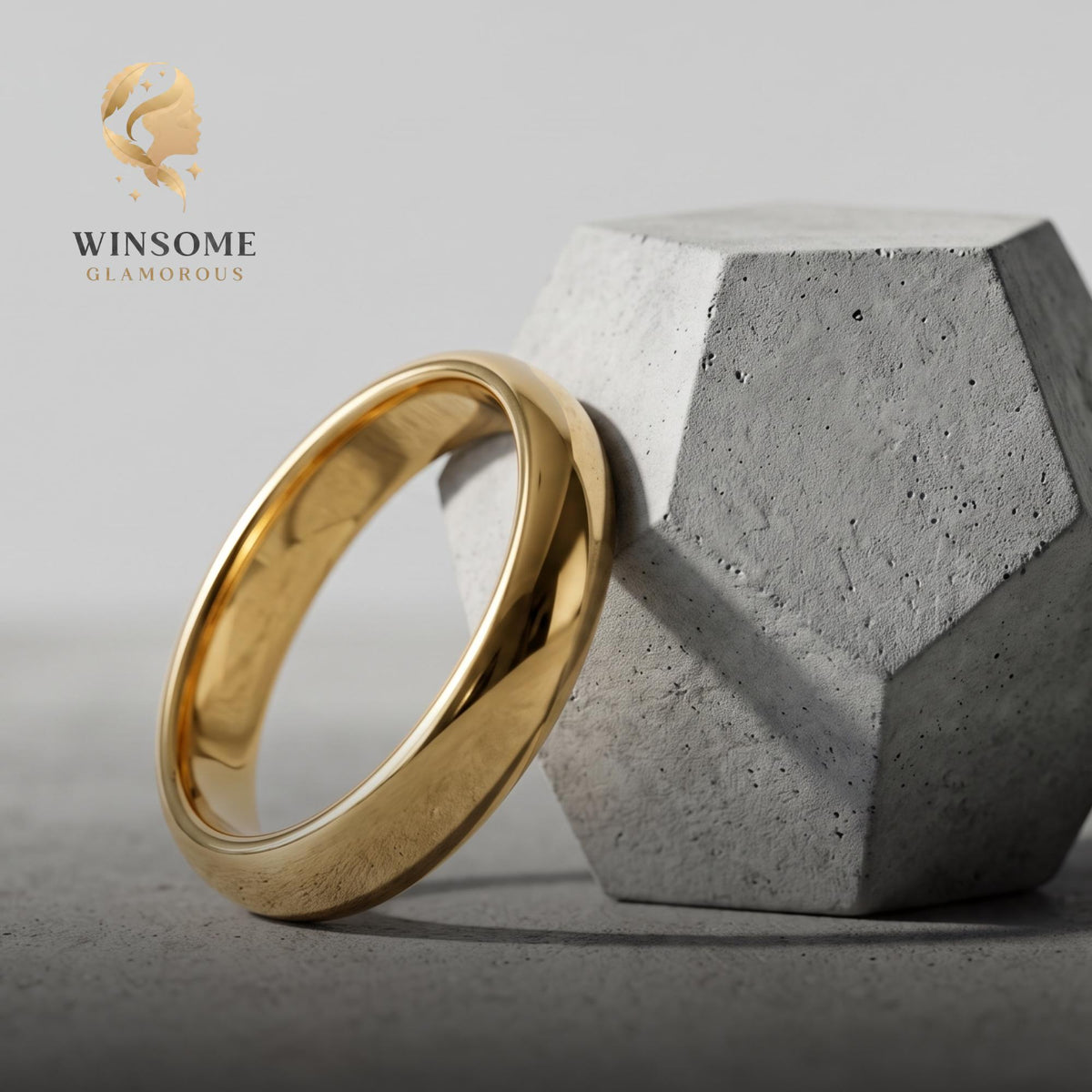 Premium 14k Gold Plated Smooth Dome Ring – Tarnish-Free Comfort-Fit Stacking Band, Minimalist Everyday Luxury Jewelry for Cou