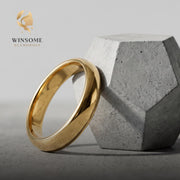 Premium 14k Gold Plated Smooth Dome Ring – Tarnish-Free Comfort-Fit Stacking Band, Minimalist Everyday Luxury Jewelry for Cou