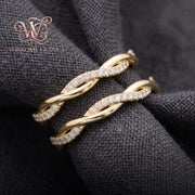 14k Gold Plated Braided Moissanite Ring | Dainty Interlocking Eternity Band | Elegant Stacking Jewelry & Bridal Gift for Wome