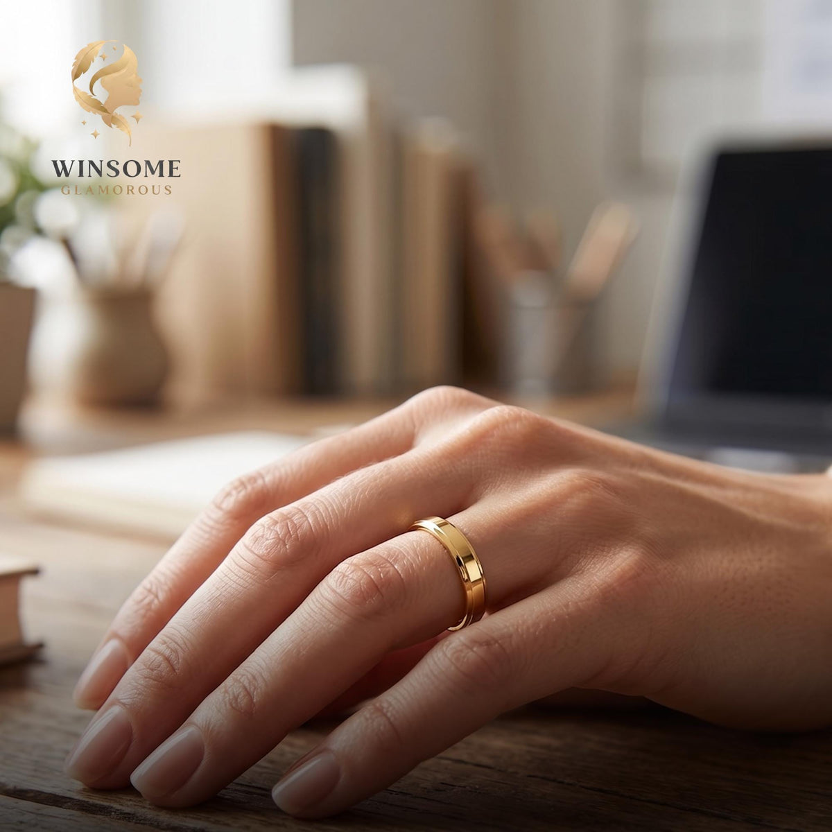 Personalized Engraved Couple Ring, Custom Name, Date Wedding Band, Stainless Steel Promise Ring, Gold Silver Black Ring, Gift
