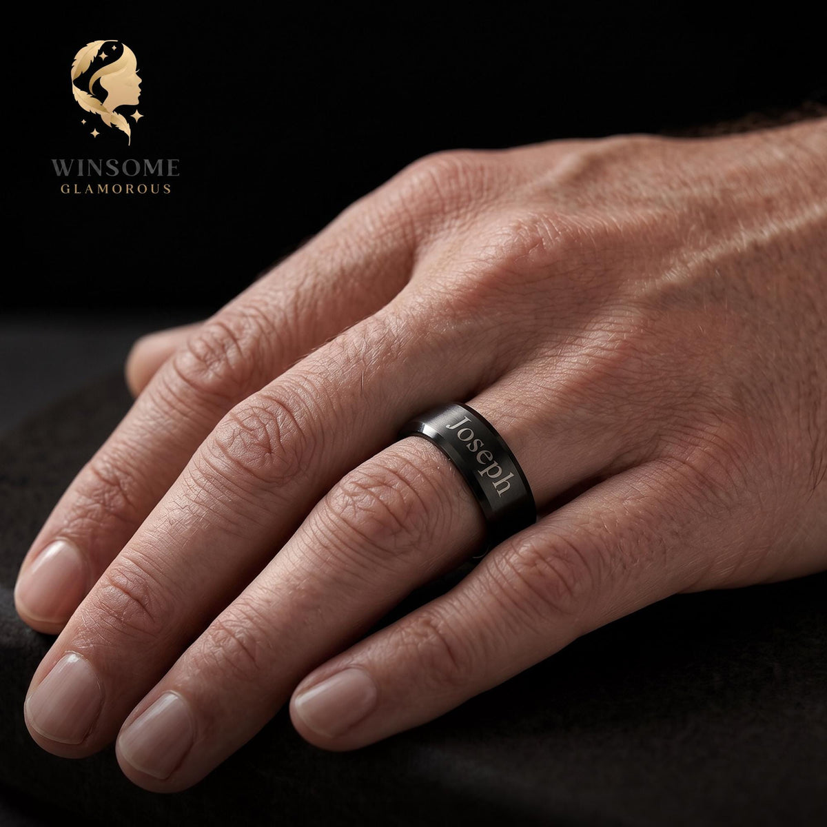Personalized Engraved Couple Ring, Custom Name, Date Wedding Band, Stainless Steel Promise Ring, Gold Silver Black Ring, Gift
