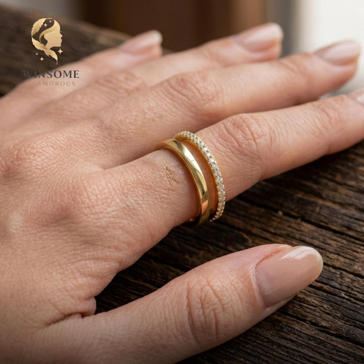 Sterling Silver Full Eternity Ring | Moissanite & CZ Cubic Zirconia Band | Wedding Band | Stackable Promise Ring, Diamond Rin