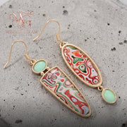 Boho leaf earrings close-up detail