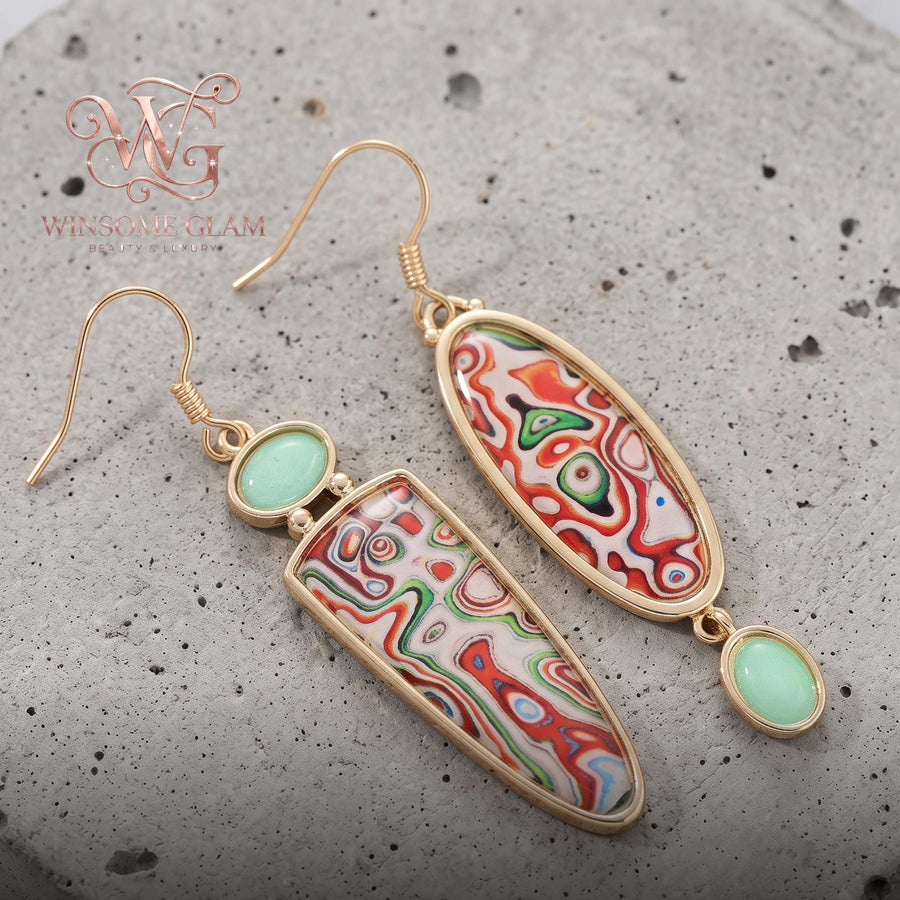 18k Gold Plated Asymmetrical Boho Leaf Drop Earrings