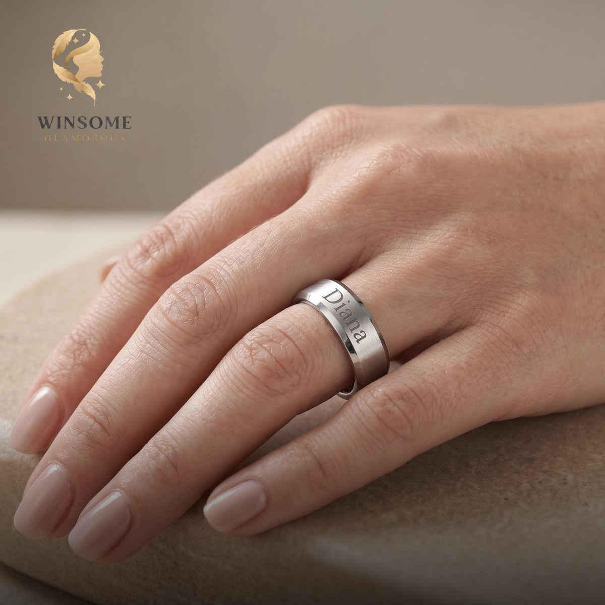 Personalized Engraved Couple Ring, Custom Name, Date Wedding Band, Stainless Steel Promise Ring, Gold Silver Black Ring, Gift