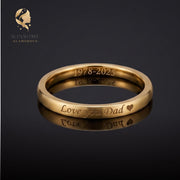 Personalized Engraved Couple Ring, Custom Name, Date Wedding Band, Stainless Steel Promise Ring, Gold Silver Black Ring, Gift