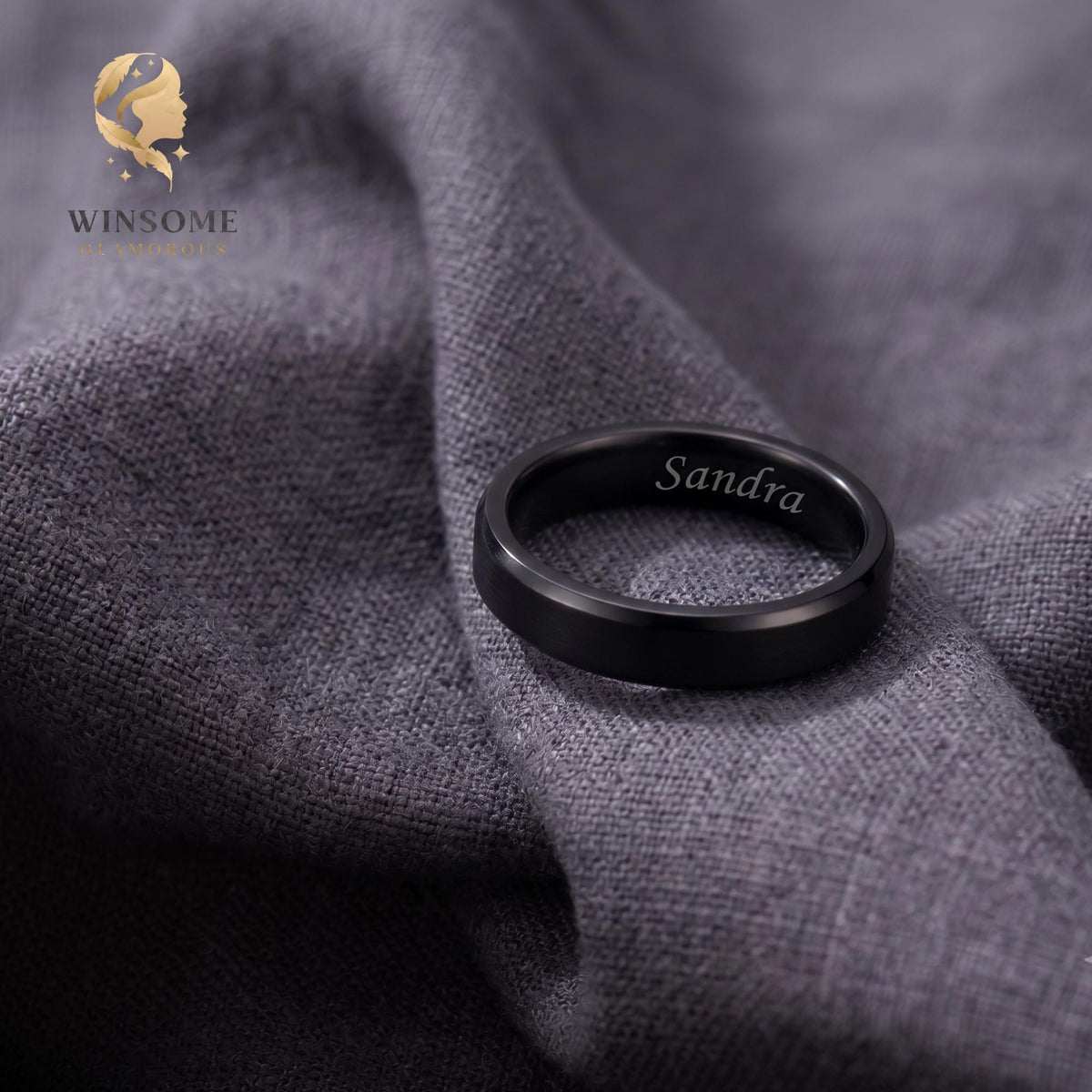 Personalized Engraved Couple Ring, Custom Name, Date Wedding Band, Stainless Steel Promise Ring, Gold Silver Black Ring, Gift