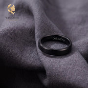 Personalized Engraved Couple Ring, Custom Name, Date Wedding Band, Stainless Steel Promise Ring, Gold Silver Black Ring, Gift