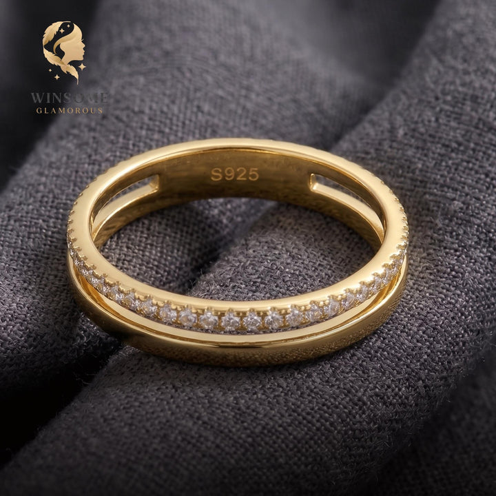 Sterling Silver Full Eternity Ring | Moissanite & CZ Cubic Zirconia Band | Wedding Band | Stackable Promise Ring, Diamond Rin